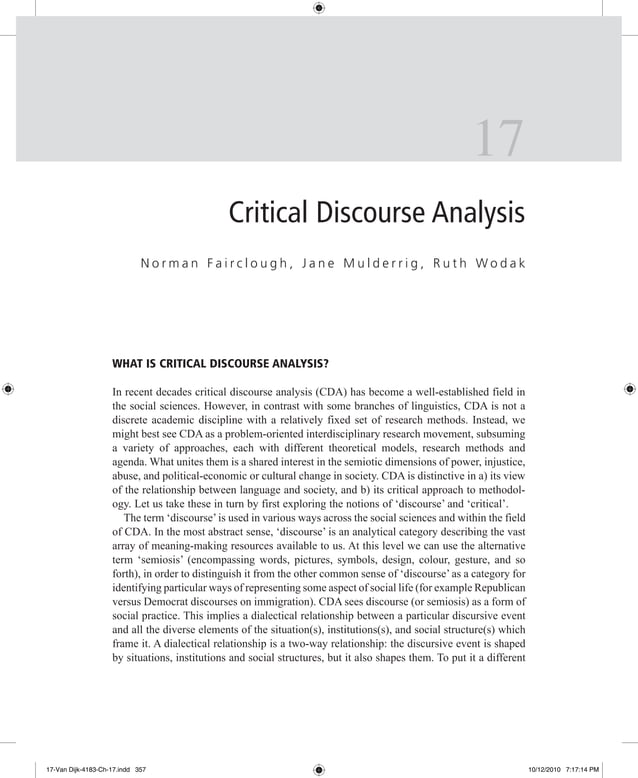 Fairclough et al, critical discourse analysis PDF