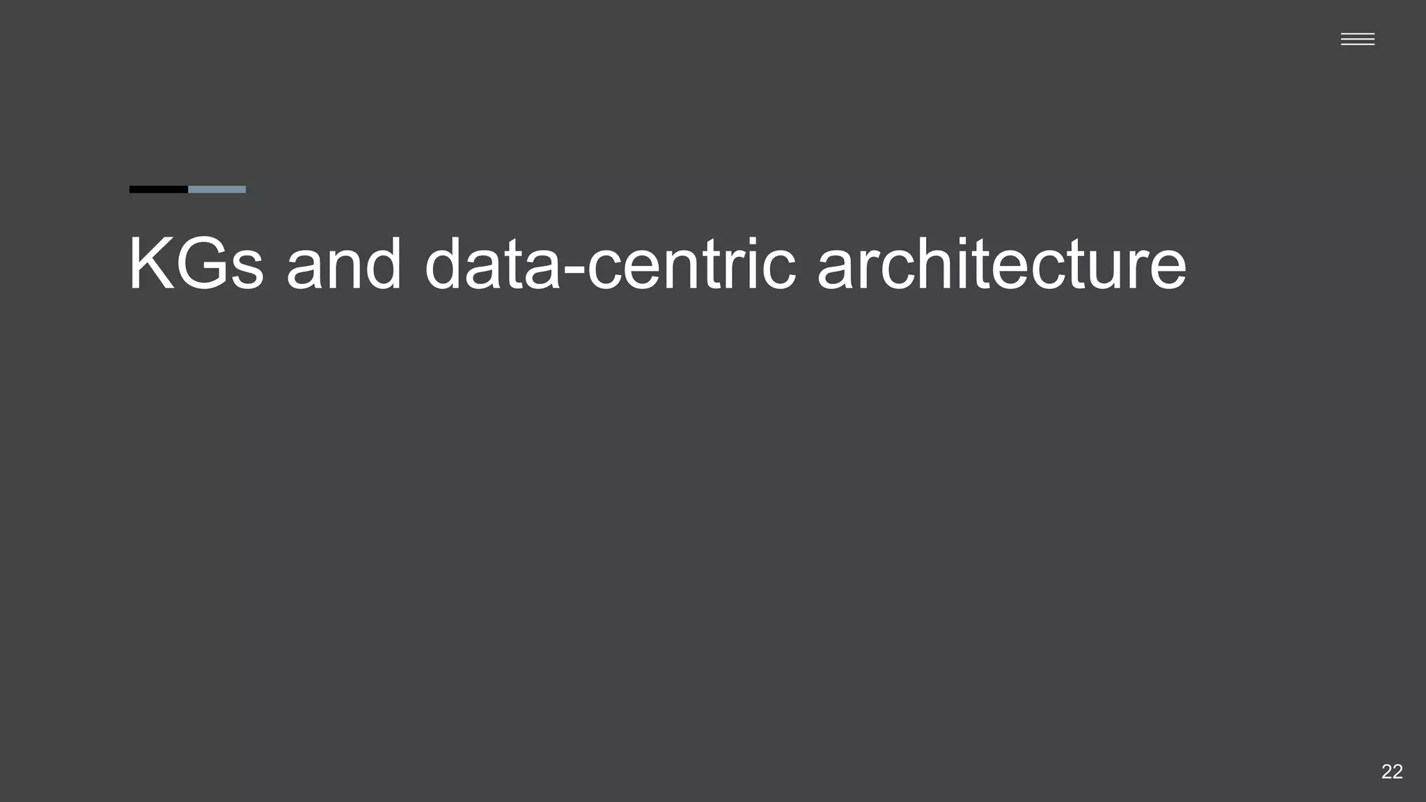 KGs and data-centric architecture
22
 