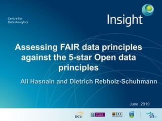 Assessing FAIR data principles
against the 5-star Open data
principles
Ali Hasnain and Dietrich Rebholz-Schuhmann
June 2019
 