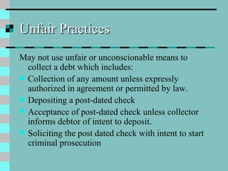 Fair Debt Collections Practice Act | PPT