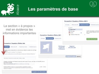 La section « à propos »
met en évidence les
informations importantes
Les paramètres de base
 