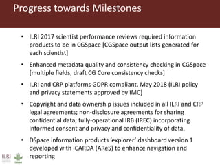 Progress in operationalizing FAIR principles—ILRI and Livestock CRP  