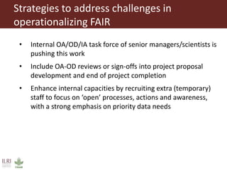 Progress in operationalizing FAIR principles—ILRI and Livestock CRP  