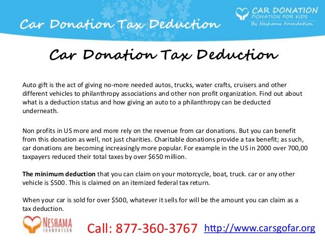 Tax Deduction For Donating Car