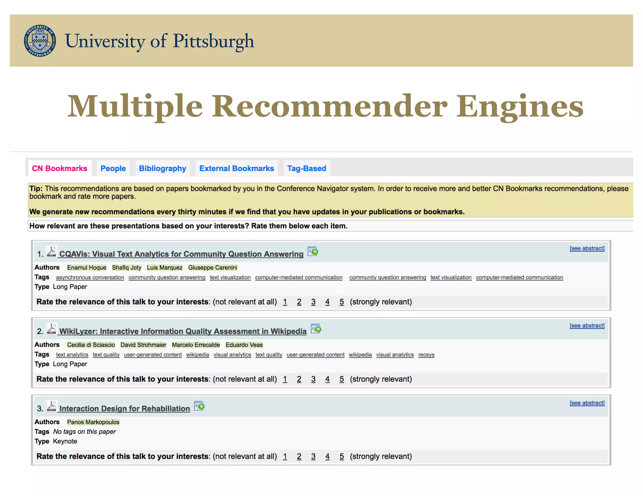Multiple Recommender Engines
44
 