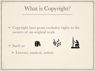 Statutory Exceptions


Fair Use (§107)
Libraries and Archives (§108)
 