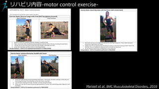 Mansell et al. BMC Musculoskeletal Disorders, 2016
リハビリ内容-motor control exercise-
 