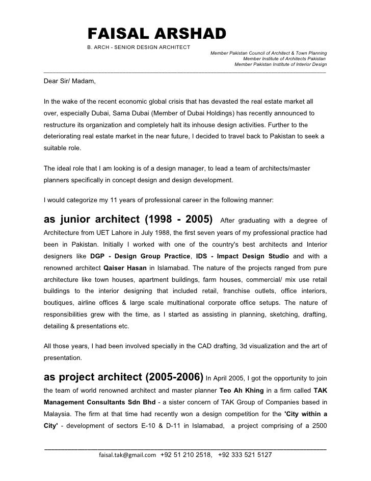 faisal arshad cover letter jan 09fnl architect cover letters