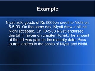 DETAIL OF A BILL OF EXCHANGE 1. AMOUNT 2. DATE  3. PEROID 4. SIGNATURE 5. REVENEU STAMP 