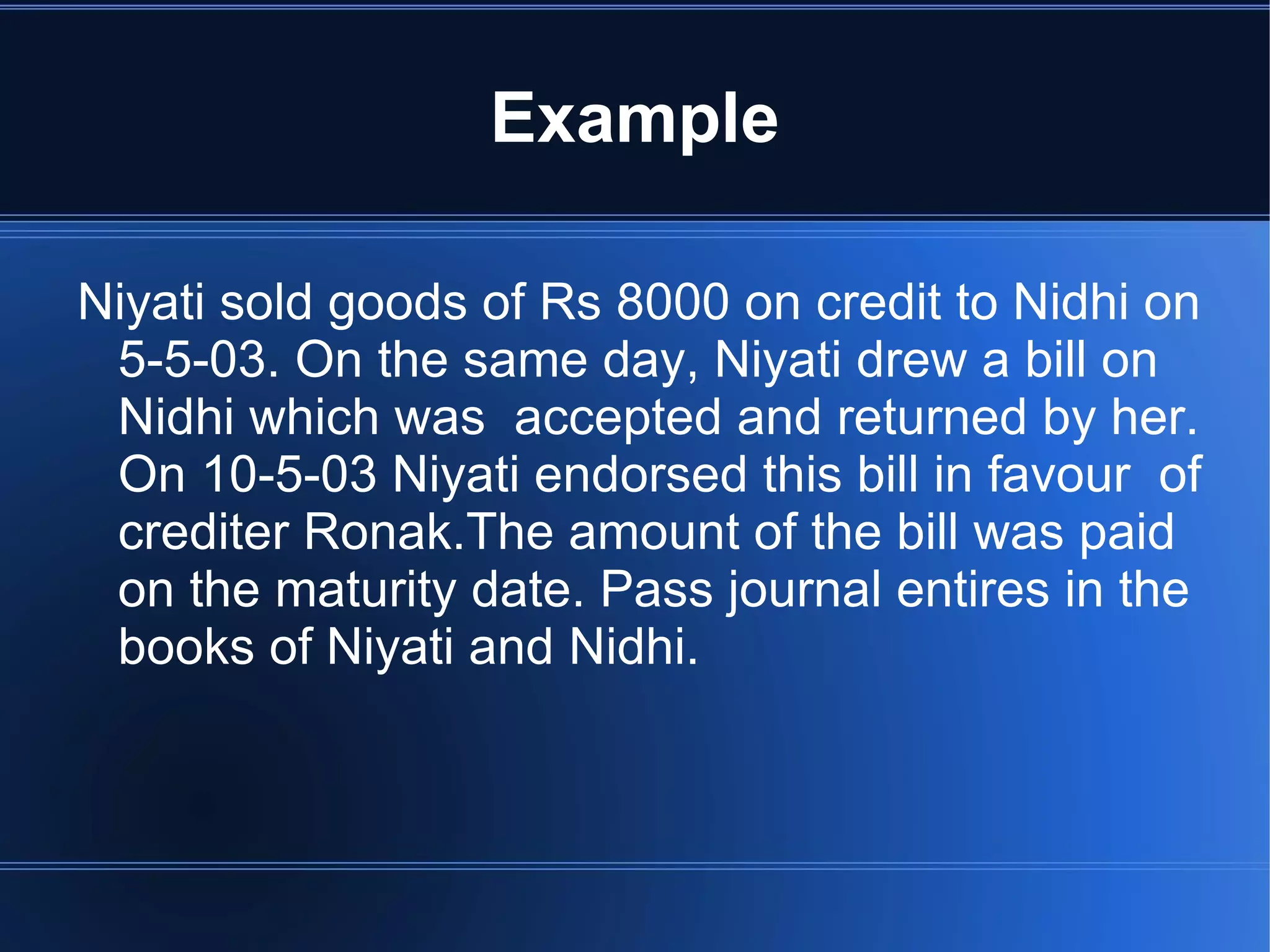 DETAIL OF A BILL OF EXCHANGE 1. AMOUNT 2. DATE  3. PEROID 4. SIGNATURE 5. REVENEU STAMP 