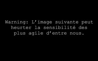 Warning: L’image suivante peut
heurter la sensibilité des
plus agile d’entre nous.
 