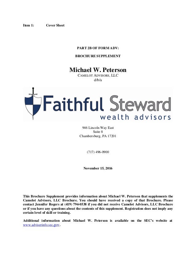 faithful steward wealth advisors form adv part 2 form adv schedule d