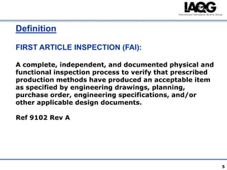 FIRST ARTICLE INSPECTION | PPT