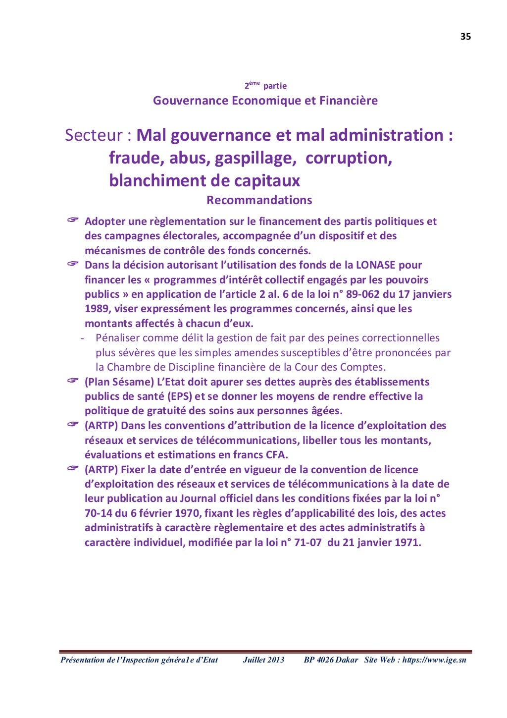 Faits saillants contenant présentation de l'ige et résultats versio…