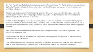 TRINITY COLLEGE ROBOTIC COMPETITION