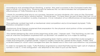 TRINITY COLLEGE ROBOTIC COMPETITION