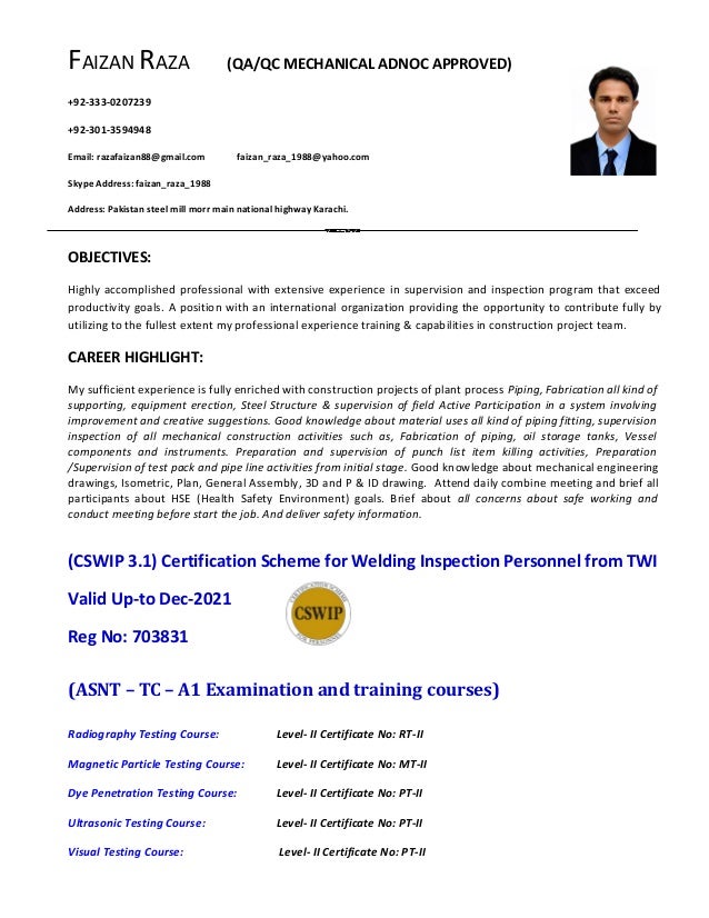 Qa Qc Engineer Mechanical