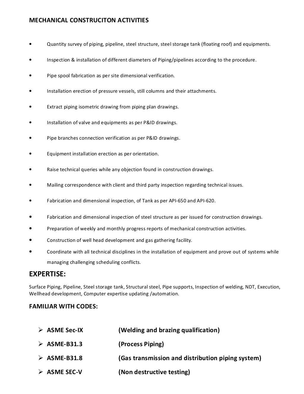 QA QC Engineer Mechanical