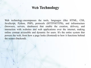 web Introduction web technology html css | PPTX