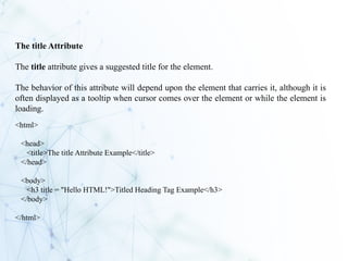 web Introduction web technology html css | PPTX