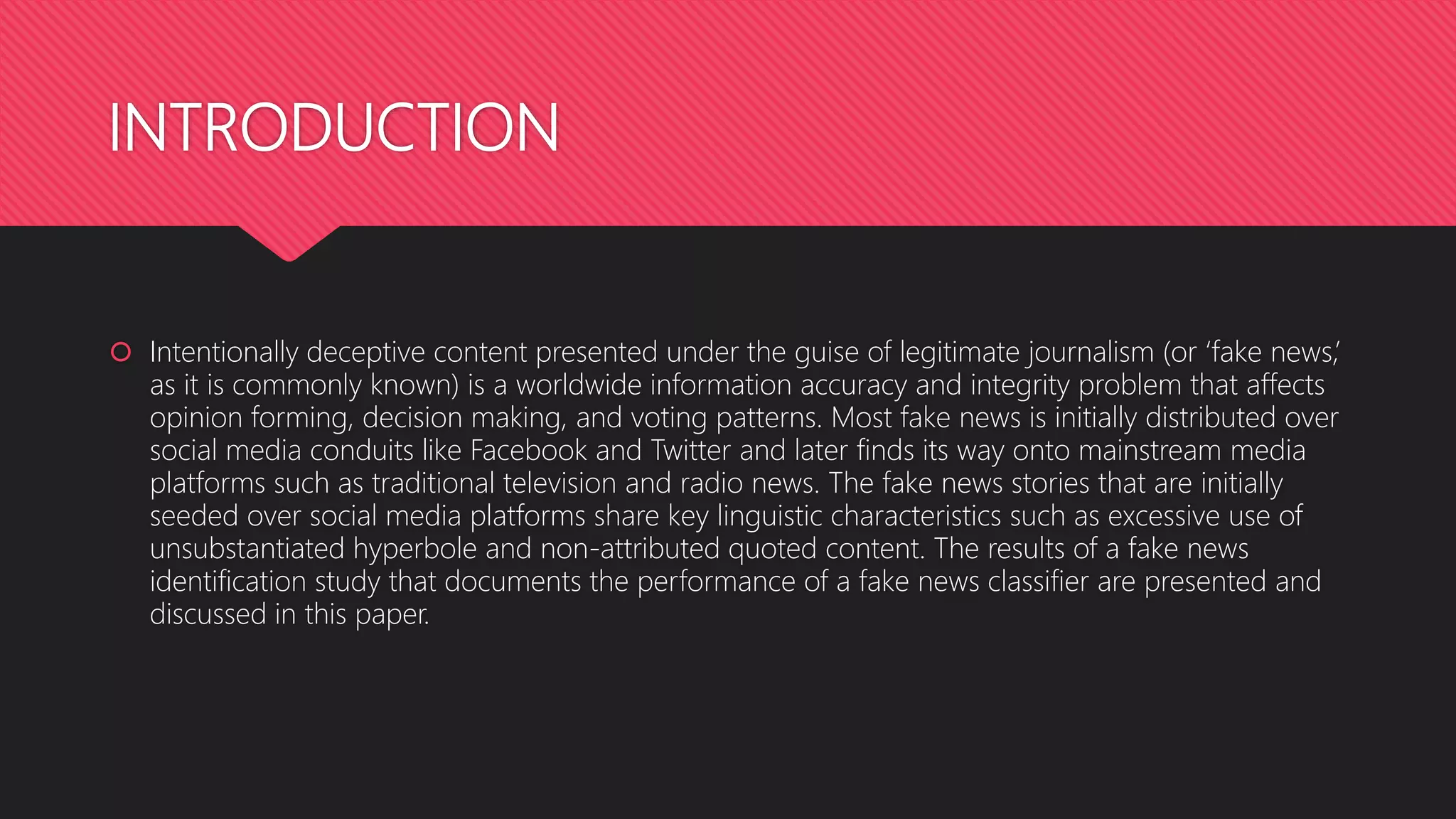 FAKE NEWS DETECTION PPT | PPTX