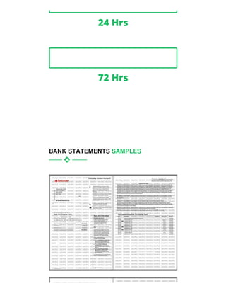 24 Hrs
RUSH ORDERS

72 Hrs
NORMAL ORDERS
BANK STATEMENTS SAMPLES
 