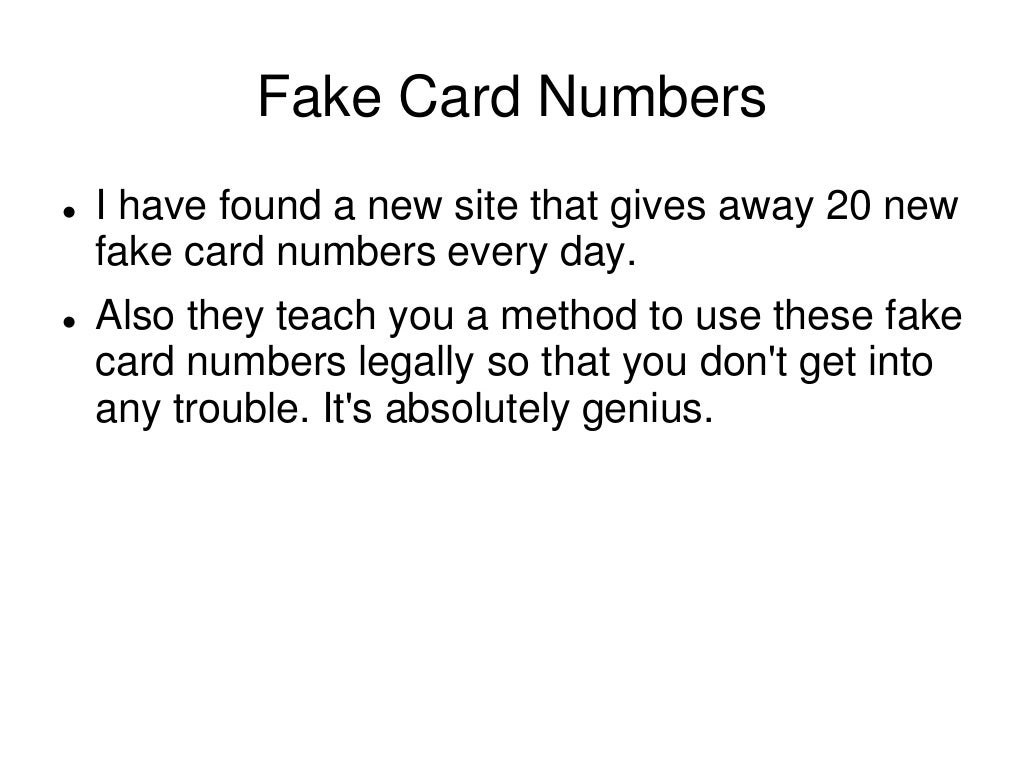Fake card numbers