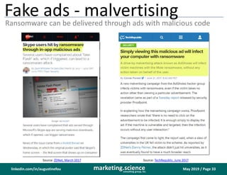May 2019 / Page 33marketing.scienceconsulting group, inc.
linkedin.com/in/augustinefou
Fake ads - malvertising
Ransomware ...