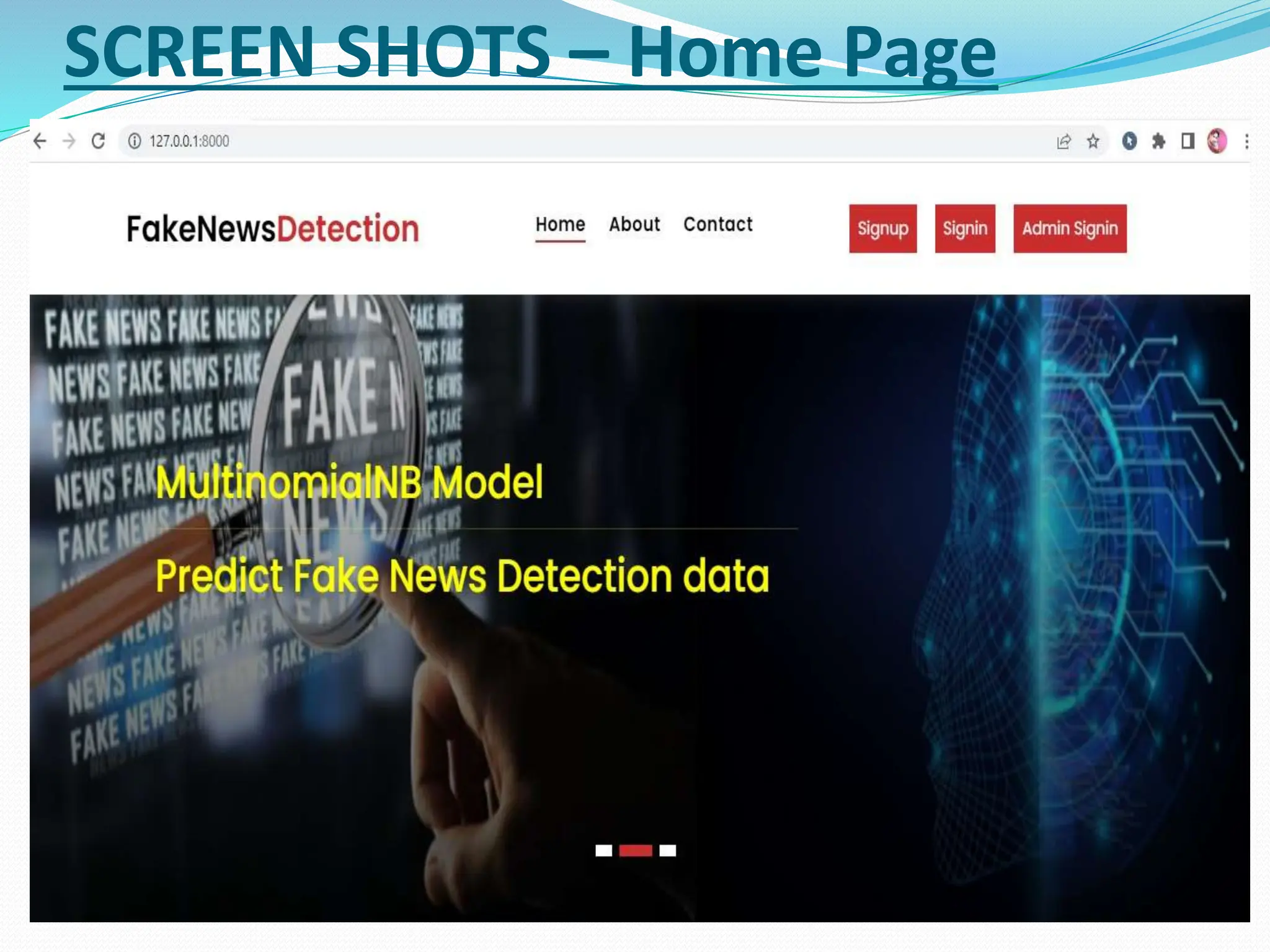 SCREEN SHOTS – Home Page
 