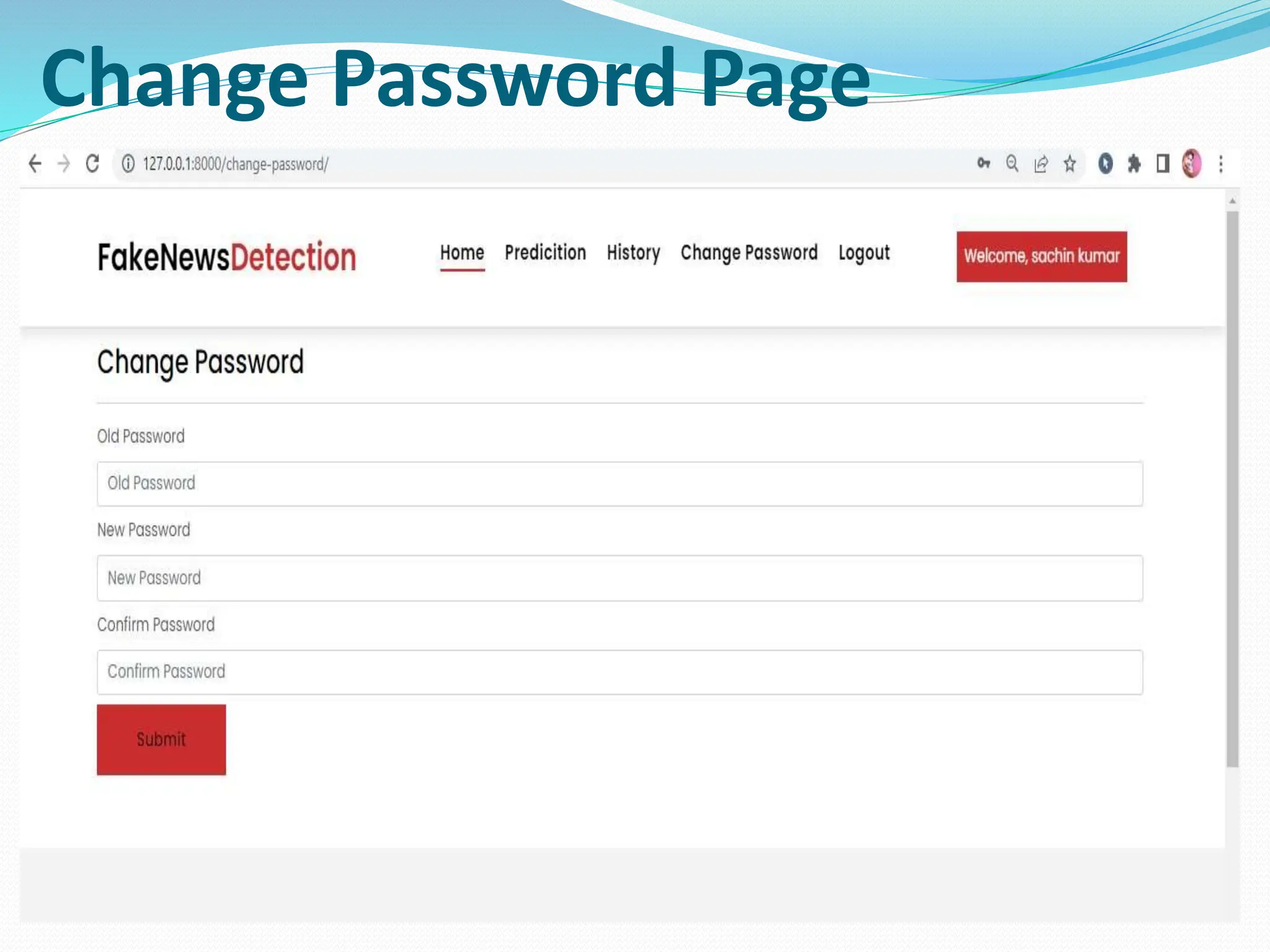 Change Password Page
 