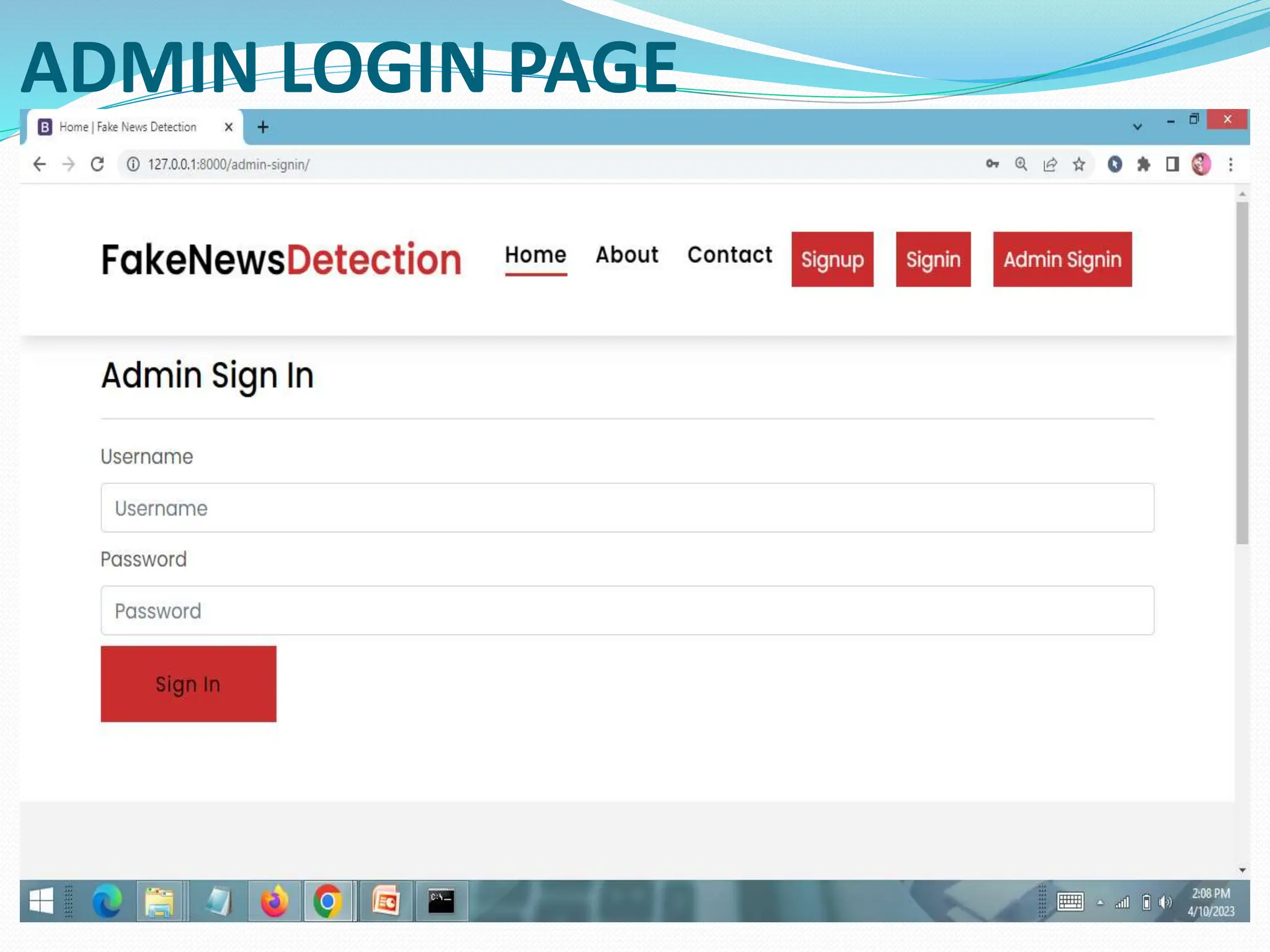 ADMIN LOGIN PAGE
 