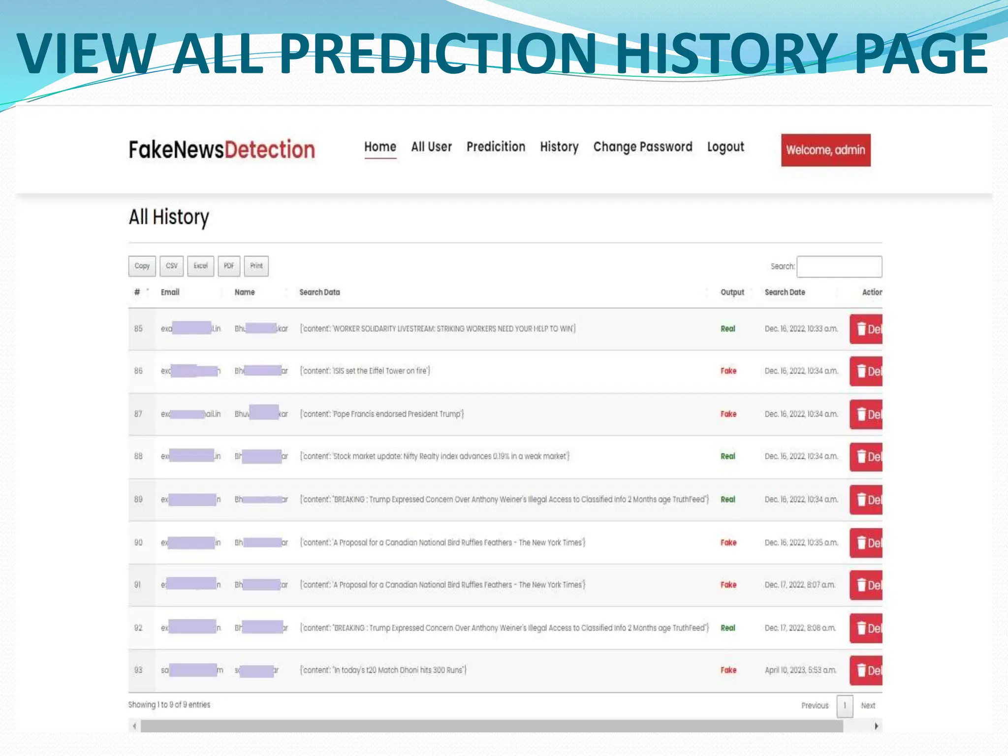 VIEW ALL PREDICTION HISTORY PAGE
 