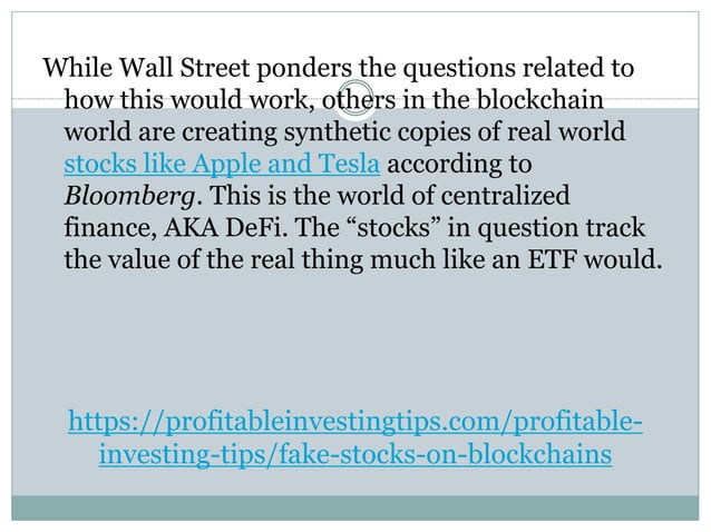 Fake Stocks on Blockchains | PPT