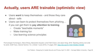 Not Trainable Designing for Usable Security and Privacy | PDF