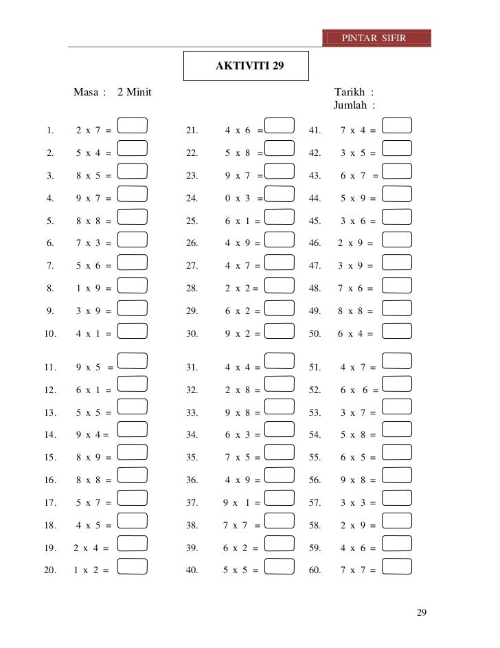Soalan Fakta Asas Matematik Tahun 4  Aliskayom