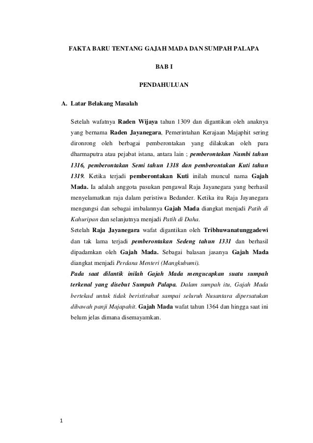 Fakta Baru Tentang Gajah Mada Dan Sumpah Palapa