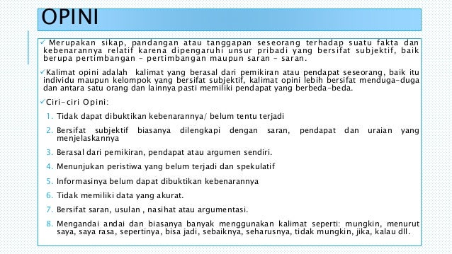 Kalimat Fakta Dan Opini Pada Editorial