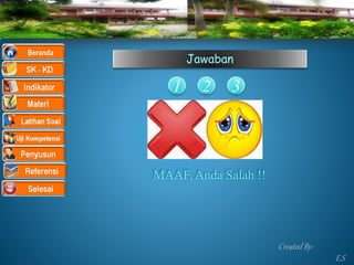 Jawaban
MAAF, Anda Salah !!
1 2 3
Created By:
E.S
 