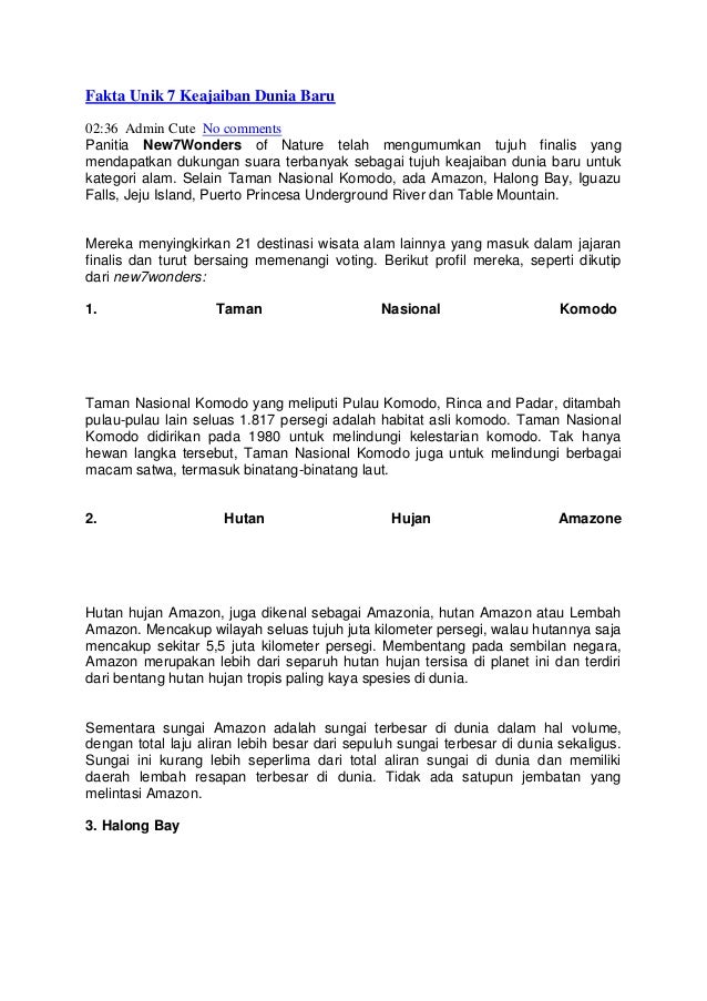 Fakta unik 7 keajaiban dunia baru