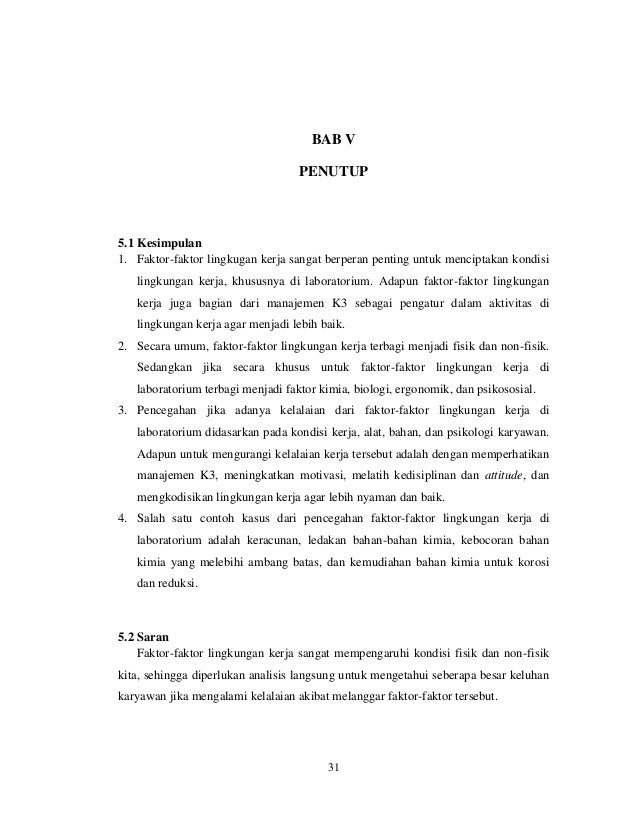 Faktor Faktor Lingkungan Kerja Di Lab Makalah K3 Industri Satria As