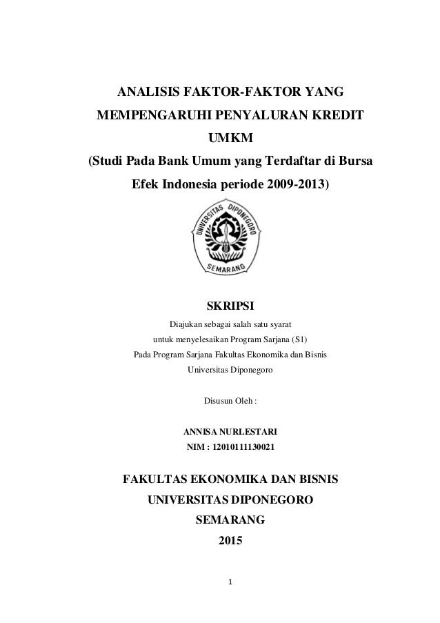 Faktor Faktor Yang Mempengaruhi Penyaluran Kredit Umkm