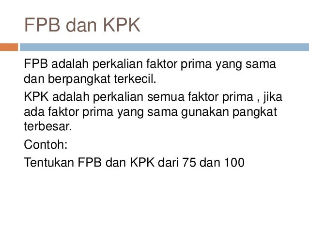 Faktorisasi prima fpb dan kpk
