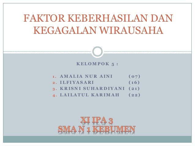 Faktor Keberhasilan Dan Kegagalan Wirausaha