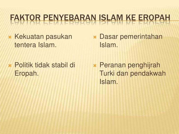 Faktor penyebaran islam ke eropah