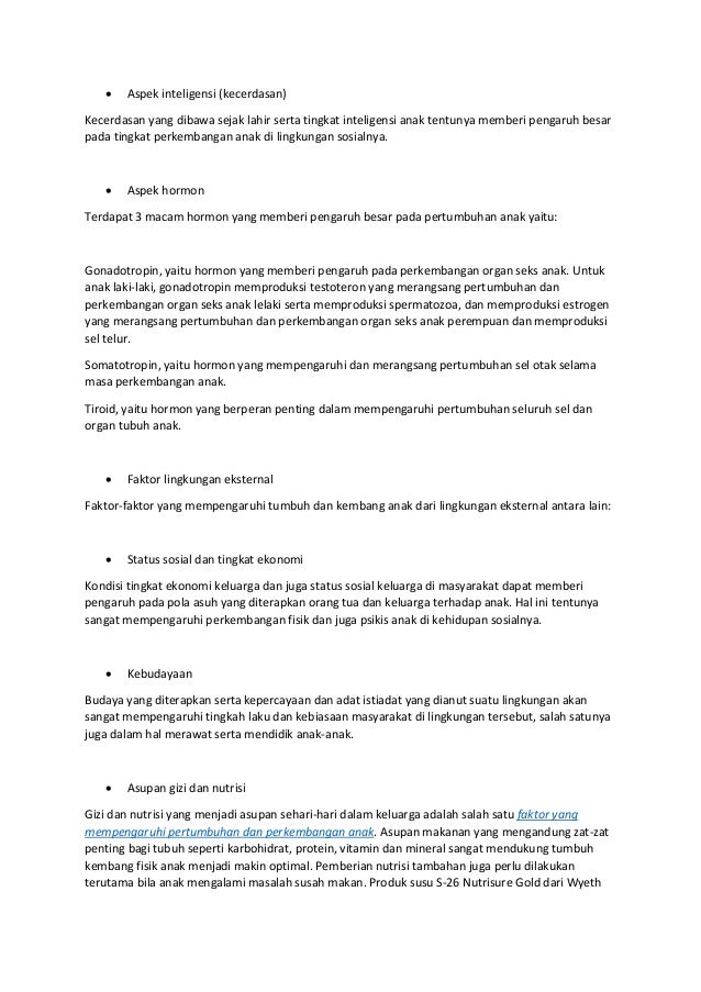 Faktor Yang Mempengaruhi Pertumbuhan Dan Perkembangan Anak Di Lingkun