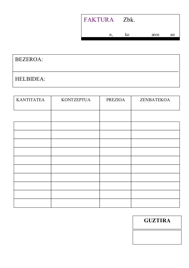 Faktura Eredua Euskaraz
