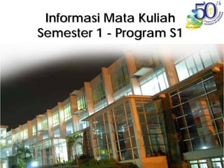 Informasi Mata KuliahInformasi Mata Kuliah
SSemester 1emester 1 -- Program S1Program S1
 