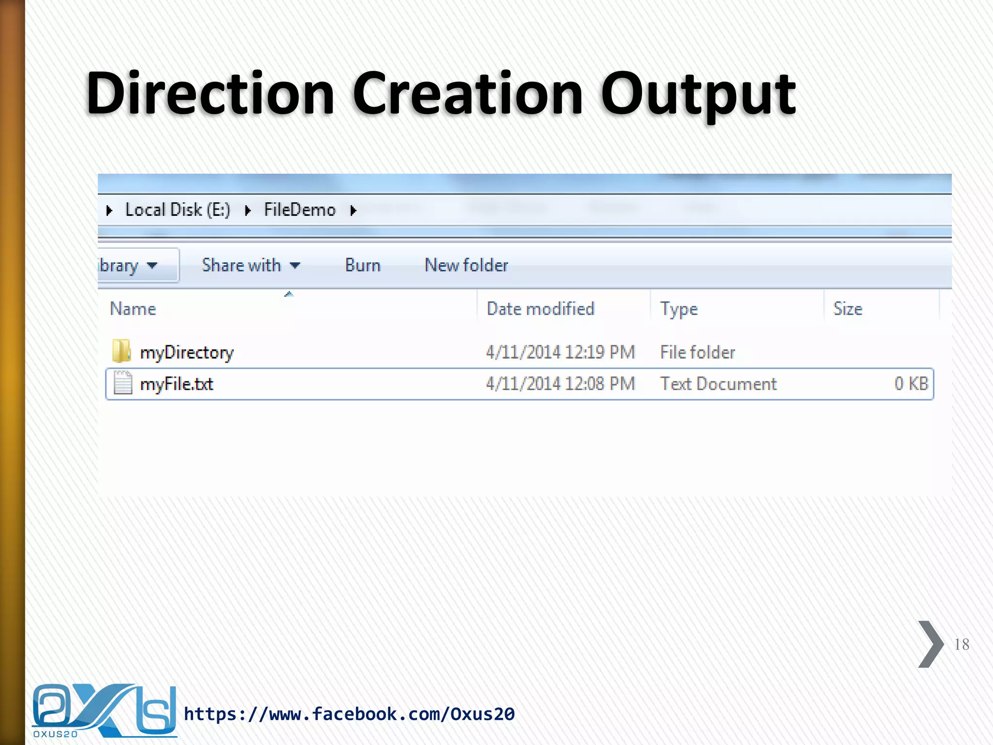 Direction Creation Output 
18 
https://www.facebook.com/Oxus20  