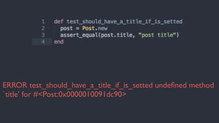 ERROR test_should_have_a_title_if_is_setted undefined method 
`title' for #<Post:0x0000010091dc90> 
 