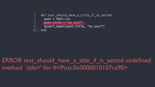 ERROR test_should_have_a_title_if_is_setted undefined 
method `title=' for #<Post:0x0000010107ca90> 
 